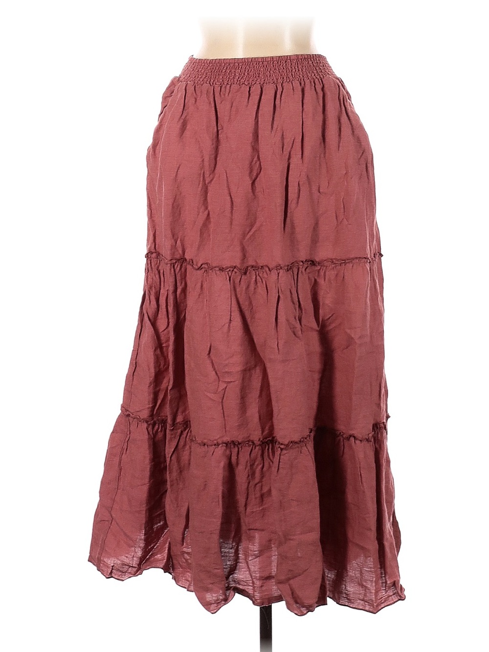 Rachel Zoe Tiered Linen Midi Skirt - Dusty rose